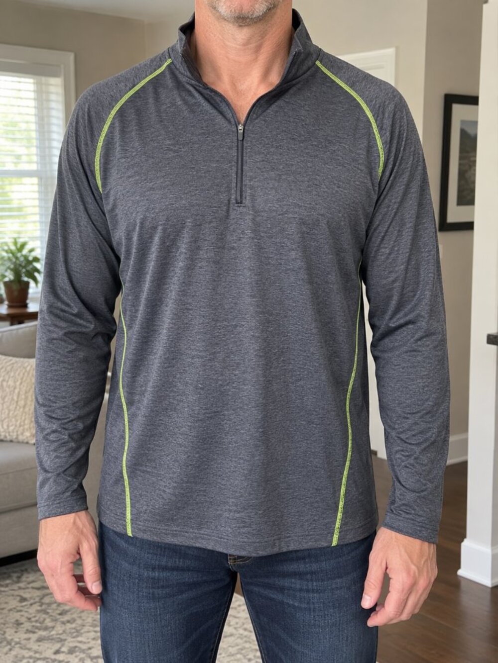 Foundry Supply Co Men’s 2XLT Gray Green Quarter Zip Pullover